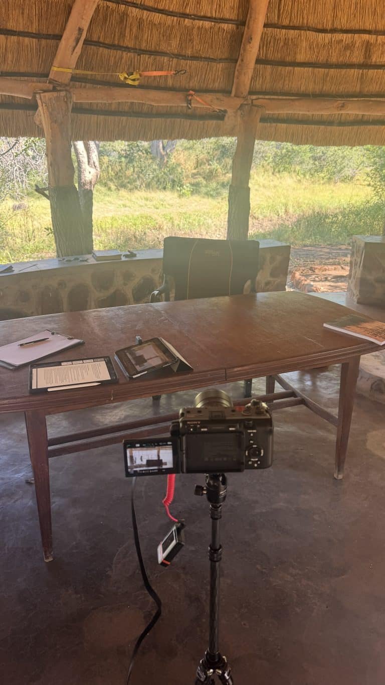 Podcast-Table at Allan Savorys home in Simbabwe before the BauertothePeople Podcast with Willy Geiger
