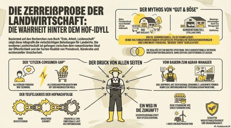 Infografik Pia Münster zum BauertothePeople Podcast. Erstellt mit Notebook LM ausschließlich auf Basis des Transkriptes zur Folge