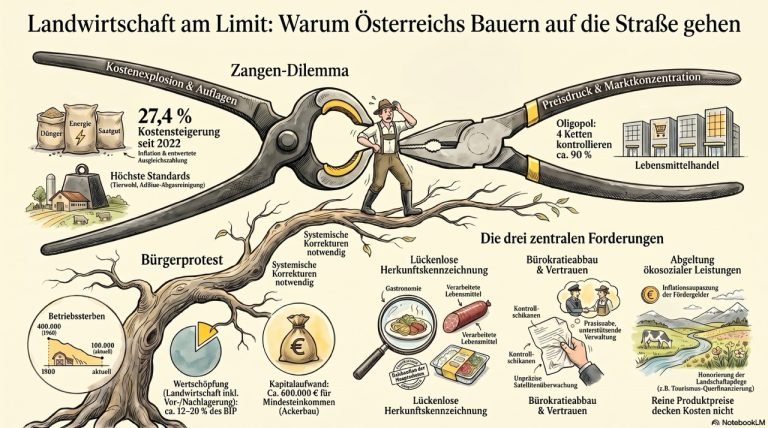 Infografik Ernst Tschida Bauernproteste erstellt mit NotebookLM